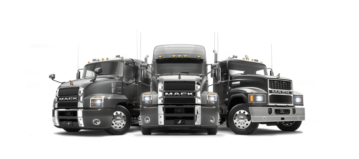 Three Mack trucks