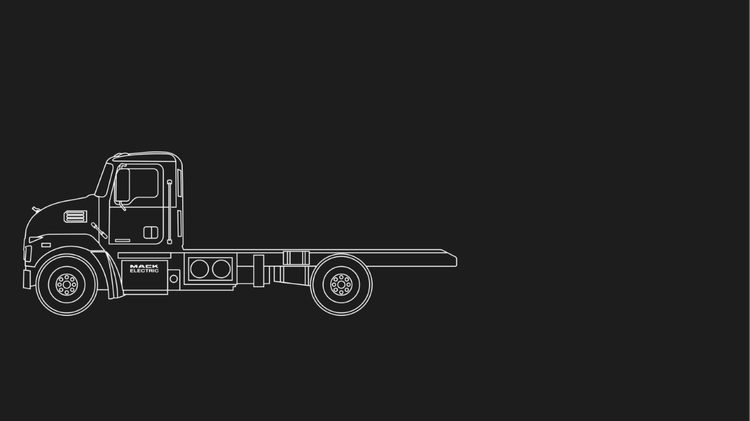 A white outline of a truck