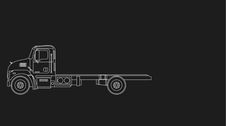A white outline of a semi truck