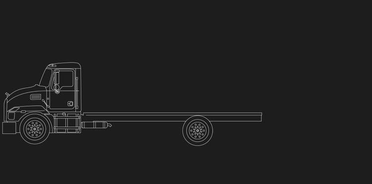 Outline illustration of a Mack MD truck with a 175 inch wheelbase option.