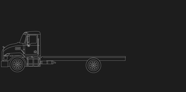Outline illustration of a Mack MD truck with a 151 inch wheelbase option.